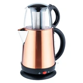 AWOX DEMGLASS  BRONZ ÇELİK GÖVDE=1.7LT  +  CAM DEMLİK=1.2LT  ELEKTRİKLİ ÇAY MAKİNESİ ÇAYCI  2100W (5250) - 1