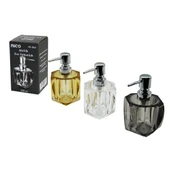 TOMBUL KARE - 4-KALPLİ GÖVDE ŞEFFAF - RENKLİ AKRİLİK - MİKA KRİSTAL SIVI SABUNLUK 220ML (5250) - 1