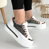 Lawin Beyaz Cilt Siyah Simli Bağcıklı Spor Ayakkabı thumbnail 4