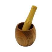 AHŞAP BAMBU HAVAN SARIMSAK DÖVECEK ÇAP: 8CM--DERİNLİK:5.5CM--YÜKSEKLİK:9.5CM (5250) - 1