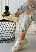 Piata Bej Cilt Bej Tabanlı Bağcıklı Spor Ayakkabı thumbnail 1