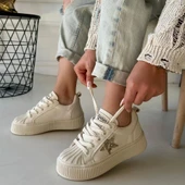 Piata Bej Cilt Bej Tabanlı Bağcıklı Spor Ayakkabı thumbnail 8