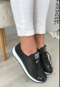 Monya Siyah Cilt Bağcıklı Spor Ayakkabı thumbnail 6