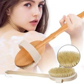 Doğal At Kılı Selülit Karşıtı Sapı Çıkabilen Ahşap Banyo Fırçası (5250) - 5