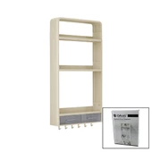 BEJ YAPIŞKANLI DUVAR ORGANİZERİ PLASTİK 3 RAF=14CM-19CM-30CM - 2 ÇEKMECE=40CM - 6 ASKI 19 PCARÇA (5250) - 1