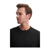 Regular Fit Kareli Kapitone Jakar Viskon Karışımlı Sweatshirt thumbnail 3