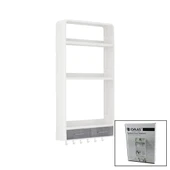 BEYAZ YAPIŞKANLI DUVAR ORGANİZERİ PLASTİK 3 RAF=14CM-19CM-30CM - 2 ÇEKMECE=40CM - 6 ASKI 19 PARÇA (5250) - 1