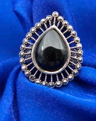 925 Ayar Kadın Gümüş Oltu Taşı Yüzük sy00048 thumbnail 4