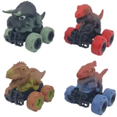 Sürtmeli Dinazor Arabalar 4'lü - 12 cm - Triceratops & Stegosaurus & Triceratops & Parasaurolophus - 1