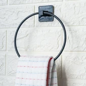 Kendiliğinden Yapışkanlı Siyah Paslanmaz Metal Yuvarlak Havluluk (5250) thumbnail 3