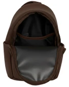 Yuga Suni Deri Dört Gözlü Sırt Çantası Kahverengi thumbnail 4