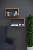 DF05103AC İkili Dekoratif Raf Kitaplık Duvar Rafı 60x28x15 - 4
