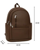 Yuga Suni Deri Dört Gözlü Sırt Çantası Kahverengi thumbnail 6