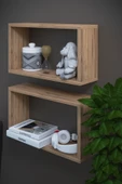 DF05103AC İkili Dekoratif Raf Kitaplık Duvar Rafı 60x28x15 - 2