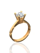 Tek Taş Yüksek Montür Şık 14 Ayar Altın Yüzük thumbnail 1