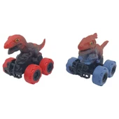 Sürtmeli Dinazor Arabalar 2'li - 12 cm - Triceratops & T-Rex - 1