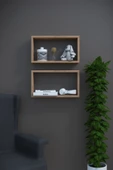 DF05103AC İkili Dekoratif Raf Kitaplık Duvar Rafı 60x28x15 - 3