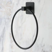 Kendiliğinden Yapışkanlı Siyah Paslanmaz Metal Yuvarlak Havluluk (5250) thumbnail 2