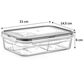 4 Bölmeli Sızdırmaz Contalı Kilitli Kapaklı 1 Litre Erzak Saklama Kabı -LC520 (5250) thumbnail 3