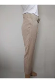 R&M Collection Kadın Krem Kemerli Dar Havuç Kesim Bilek Boy Dabıl Kumaş Pantolon thumbnail 2