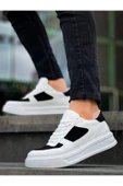 Arda Erkek AyakkabıKB-X8 Kuback Beyaz Siyah Cilt Yüksek Taban Günlük Spor Ayakkabı thumbnail 4