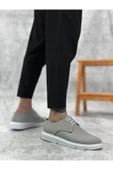 Arda BA0003 Bağcıklı Klasik Spor Koyu Gri Renk Keten Yüksek Taban Casual Erkek Ayakkabı thumbnail 3