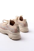 İnfon Ayakkabı Marketi Bej Bağcıklı Fileli Günlük Spor  Yürüyüş  Ayakkabı thumbnail 5