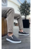 aradimtaradim BA0339 Bağcıksız Kadife Gri Beyaz Taban Günlük Erkek Ayakkabı thumbnail 1