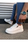 Joy Ayakkabı JY155 Warrior Bağcıklı ve Fermuarlı Cilt Erkek Günlük Sneaker Ayakkabı CBT - Beyaz thumbnail 3