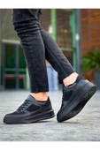 Arda Erkek AyakkabıKB-X8 Kuback Siyah Cilt Siyah Süet Detaylı Siyah Yüksek Taban Günlük Spor Ayakkabı thumbnail 2