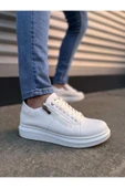 Joy Ayakkabı JY155 Warrior Bağcıklı ve Fermuarlı Cilt Erkek Günlük Sneaker Ayakkabı CBT - Beyaz thumbnail 1