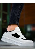 Arda Erkek AyakkabıKB-X8 Kuback Beyaz Siyah Cilt Yüksek Taban Günlük Spor Ayakkabı thumbnail 2