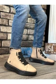 Black Bull BA0142 Bantlı Erkek Yüksek Taban Krem Spor Bot thumbnail 1
