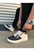 Joy Ayakkabı JY155 Warrior Bağcıklı ve Fermuarlı Cilt Erkek Günlük Sneaker Ayakkabı CBT - Beyaz/Siyah thumbnail 3
