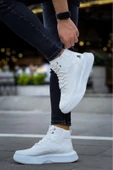 aradimtaradim BA0318 Bağcıklı Erkek Yüksek Taban Beyaz Spor Bot thumbnail 5