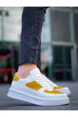 Arda Erkek AyakkabıKB-X8 Kuback Beyaz Cilt Sarı Süet Detaylı Beyaz Yüksek Taban Günlük Spor Ayakkabı thumbnail 2