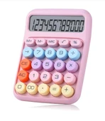 12 Haneli Güneş Enerjili Hesap Makinesi - Açılı Geniş Ekran, Çift Güç Kaynağı Solar Pil PEMBE RENK - 3