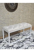 Beyaz Boyalı Diktörtgen 100 cm x 40 cm Oturak Puf - Bench - Makyaj Oturağı - Oturak Krem Renk 100 x 40 Boyut/Ebat - 1