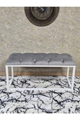 Beyaz Boyalı Diktörtgen 100 cm x 40 cm Oturak Puf - Bench - Makyaj Oturağı - Oturak Gri Renk 100 x 40 Boyut/Ebat thumbnail 2