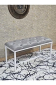 Beyaz Boyalı - L - Ayaklı 100 cm x 38 cm Oturak - Bench - Makyaj Taburesi - Makyaj Oturak Gri Renk 100 x 40 Boyut/Ebat - 1