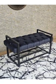 Siyah Boyalı Metal 80 cm Puf Bench - Antre Puf - Hol Bench - Puf - Oturak - Bench Füme Renk 90 x 45 Boyut/Ebat thumbnail 1