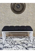 Beyaz Boyalı İçi Kareli Diktörtgen 100 cm x 40 cm Oturak Puf - Bench - Makyaj Oturağı - Oturak Siyah Renk 100 x 40 Boyut/Ebat thumbnail 2