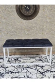 Beyaz Boyalı Diktörtgen 100 cm x 40 cm Oturak Puf - Bench - Makyaj Oturağı - Oturak Füme Renk 100 x 40 Boyut/Ebat thumbnail 2