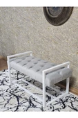 Beyaz Boyalı Metal 80 cm Puf Bench - Antre Puf - Hol Bench - Puf - Oturak - Bench Gri Renk 90 x 45 Boyut/Ebat thumbnail 4