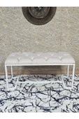 Beyaz Boyalı - L - Ayaklı 100 cm x 38 cm Oturak - Bench - Makyaj Taburesi - Makyaj Oturak Krem Renk 100 x 40 Boyut/Ebat thumbnail 2
