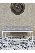 Beyaz Boyalı - L - Ayaklı 100 cm x 38 cm Oturak - Bench - Makyaj Taburesi - Makyaj Oturak Gri Renk 100 x 40 Boyut/Ebat - 2