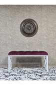 Beyaz Boyalı İçi Kareli Diktörtgen 100 cm x 40 cm Oturak Puf - Bench - Makyaj Oturağı - Oturak Bordo Renk 100 x 40 Boyut/Ebat thumbnail 3