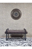 Siyah Boyalı Metal 80 cm Puf Bench - Antre Puf - Hol Bench - Puf - Oturak - Bench Kahverengi Renk 90 x 45 Boyut/Ebat thumbnail 3