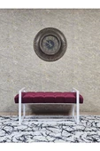 Beyaz Boyalı Metal 80 cm Puf Bench - Antre Puf - Hol Bench - Puf - Oturak - Bench Bordo Renk 90 x 45 Boyut/Ebat thumbnail 3