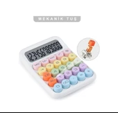 12 Haneli Güneş Enerjili Hesap Makinesi - Açılı Geniş Ekran, Çift Güç Kaynağı Solar Pil BEYAZ RENK - 4